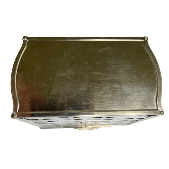 Vintage Majestic Handbag Lucite Handle Chrome Box Metal Weave Design - Picture 6 of 13